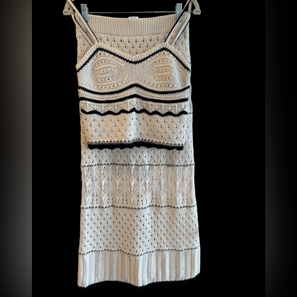 OLIVE +OAK IVORY and BlACK Crochet two pieces
